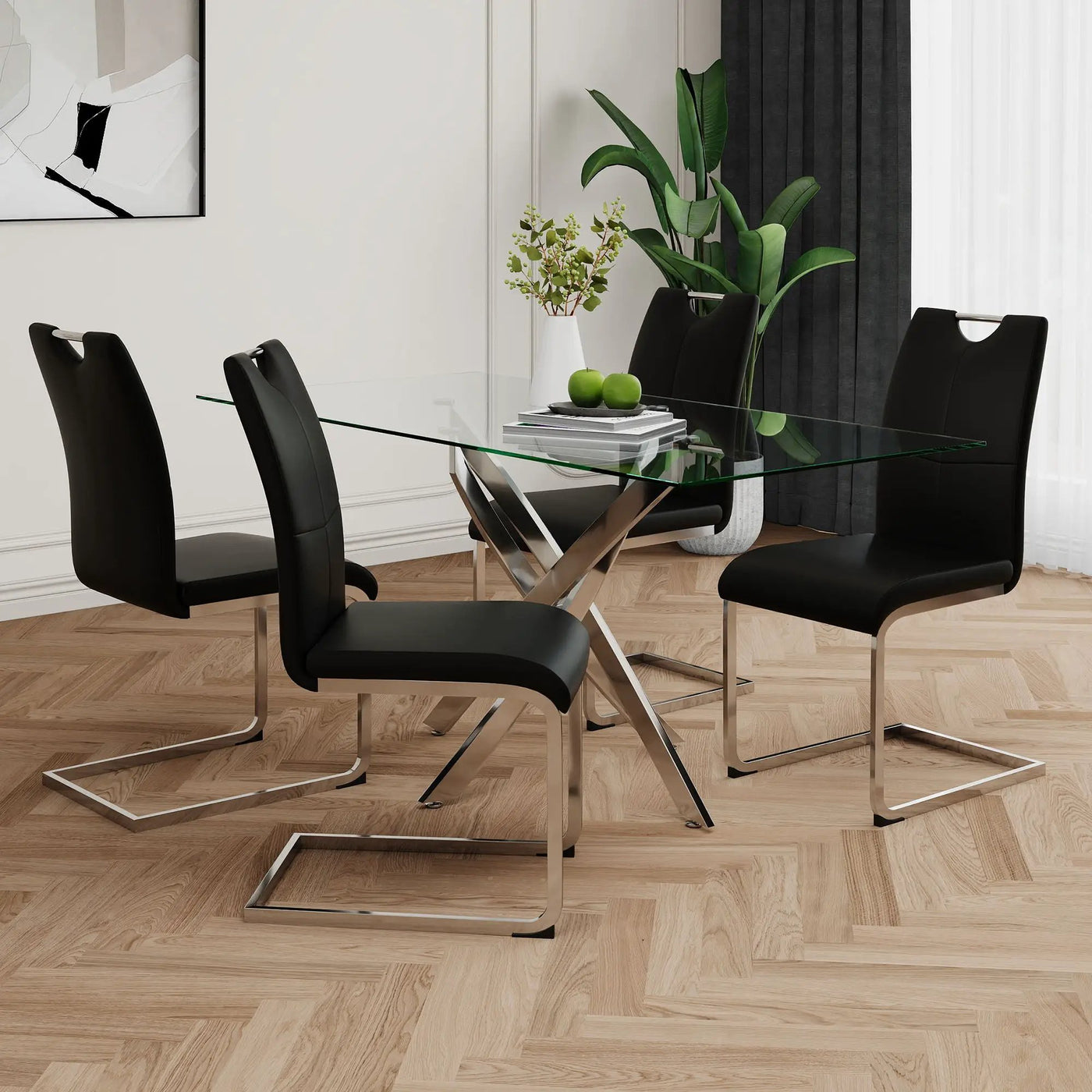 Modern Dining Chairs With Padded Seat And Metal Legs by HouseOfZazla
