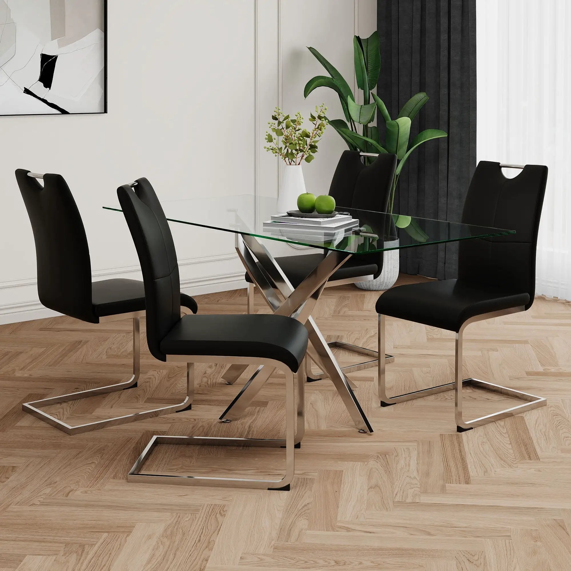 Modern Dining Chairs With Padded Seat And Metal Legs by HouseOfZazla