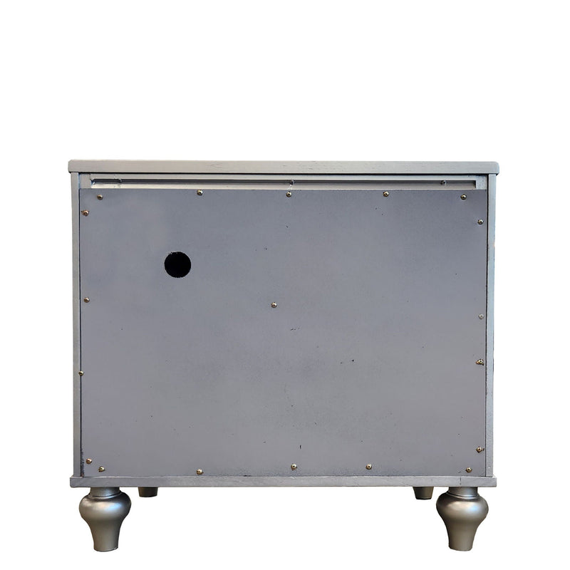 2 Drawer Nightstand with Diamond Patterned Fronts - Silver, photo 2 of 7