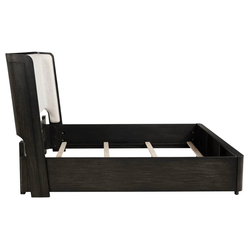 Leandro 55-inch Eastern King Wingback Bed Burnished Black by Unique Piece Furniture