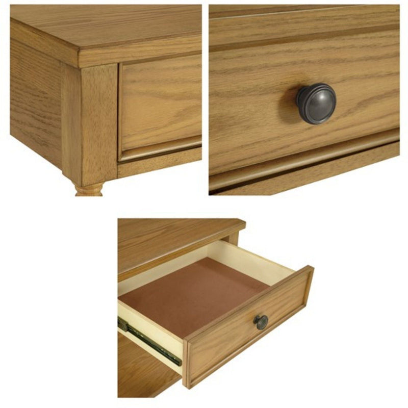 Traditional Nightstand Table with Drawer and Shelf - Light Brown, photo 3 of 20