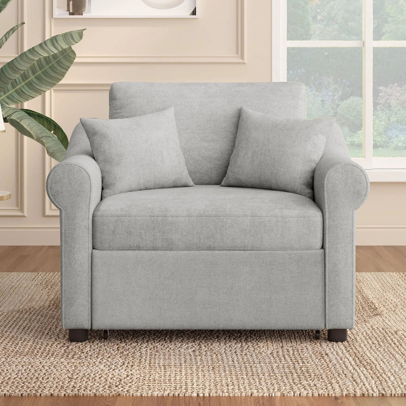 Convertible Sleeper Chair With Adjustable Backrest, 3 In 1 Lounger Chair Turns Into Bed, Single Bed For Living Room by Unique Piece Furniture