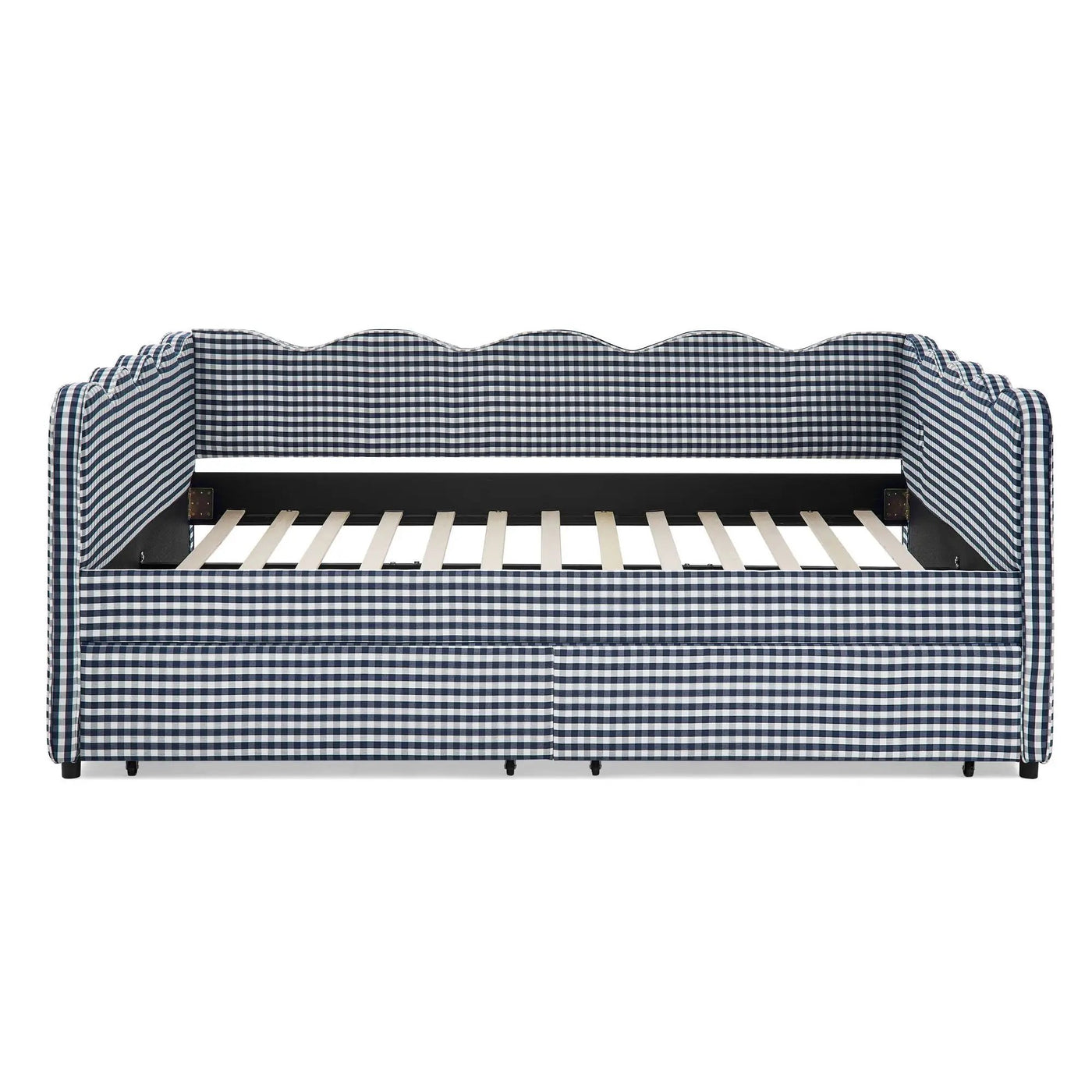Gingham Daybed With USB Charging Port, Wave-Shaped Design by HouseOfZazla