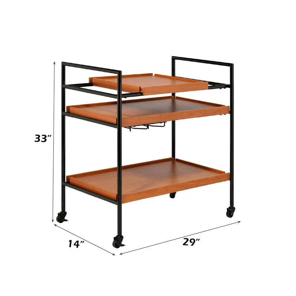Oaken - Serving Cart - Honey Oak & Black by Unique Piece Furniture