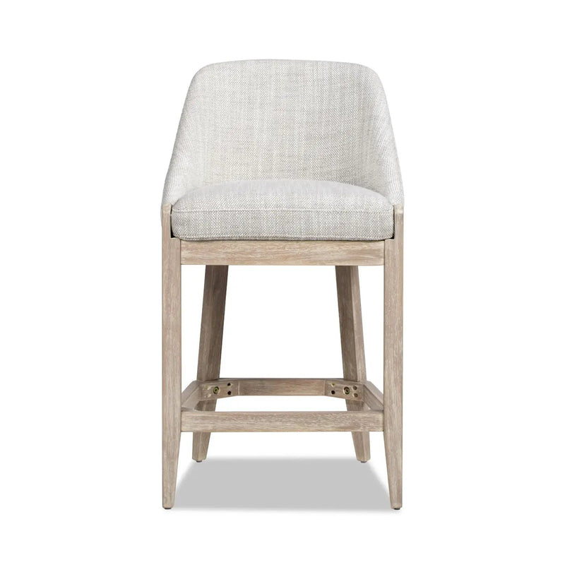 Newport - Coastal Curved Back Upholstered Counter Stool - Two Tone Neutral Gray by HouseOfZazla
