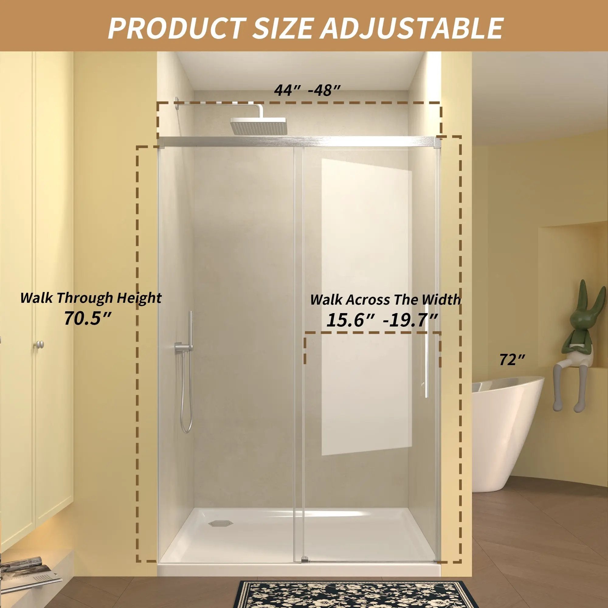 48" Single Sliding Shower Door by HouseOfZazla