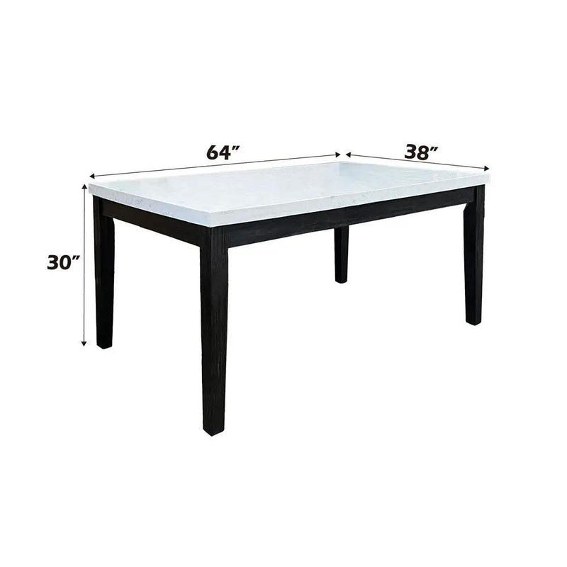 Nolan - Dining Table - White Natural Marble Top & Salvage Dark Oak by Unique Piece Furniture