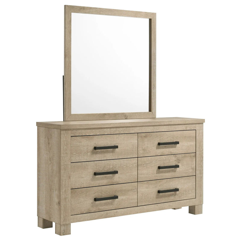 Oakglen 6-drawer Bedroom Dresser and Mirror Weathered Oak by Unique Piece Furniture