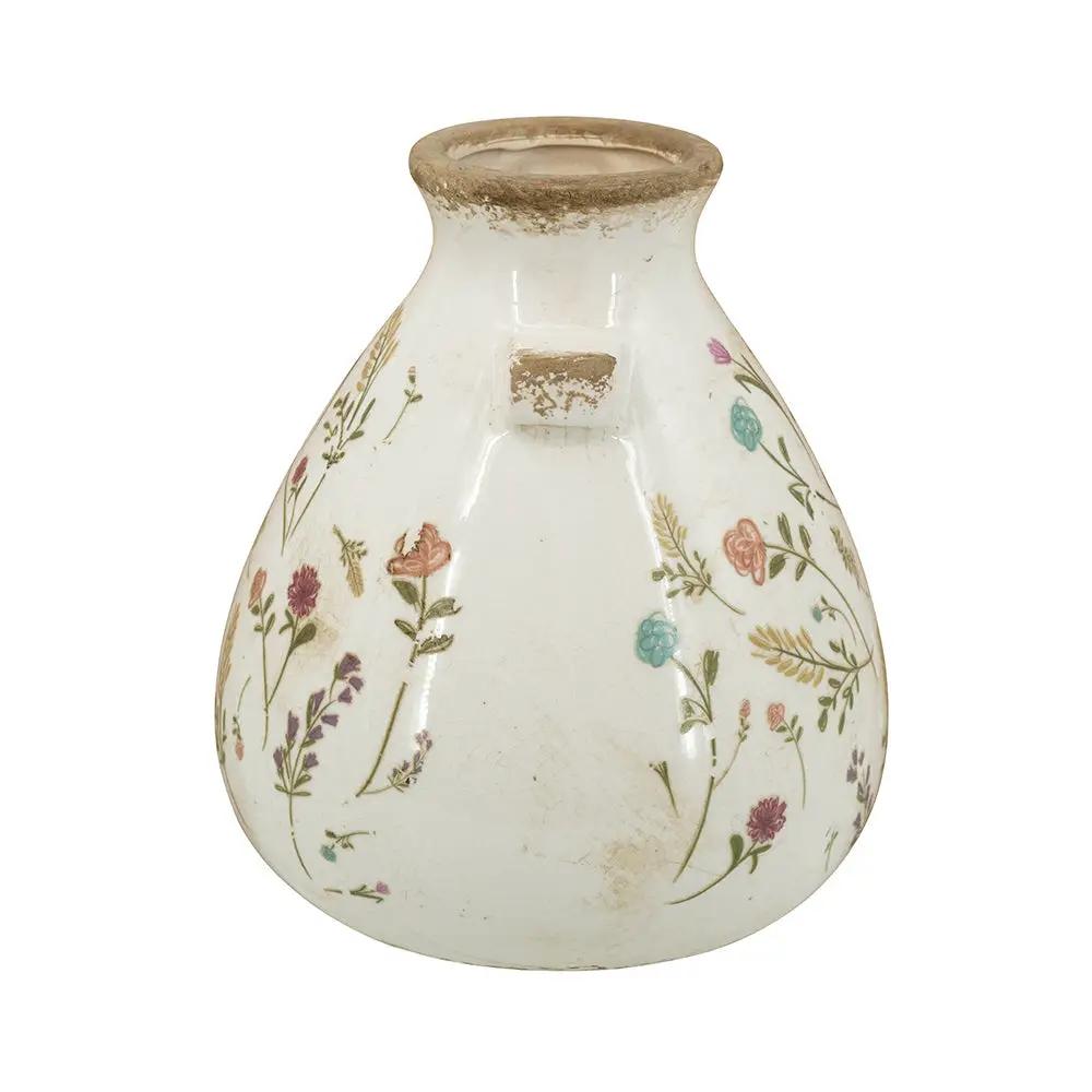 6.7x6.7x7.7' Round Ceramic Accent Vase with Multi-Colored Floral Motifs by HouseOfZazla