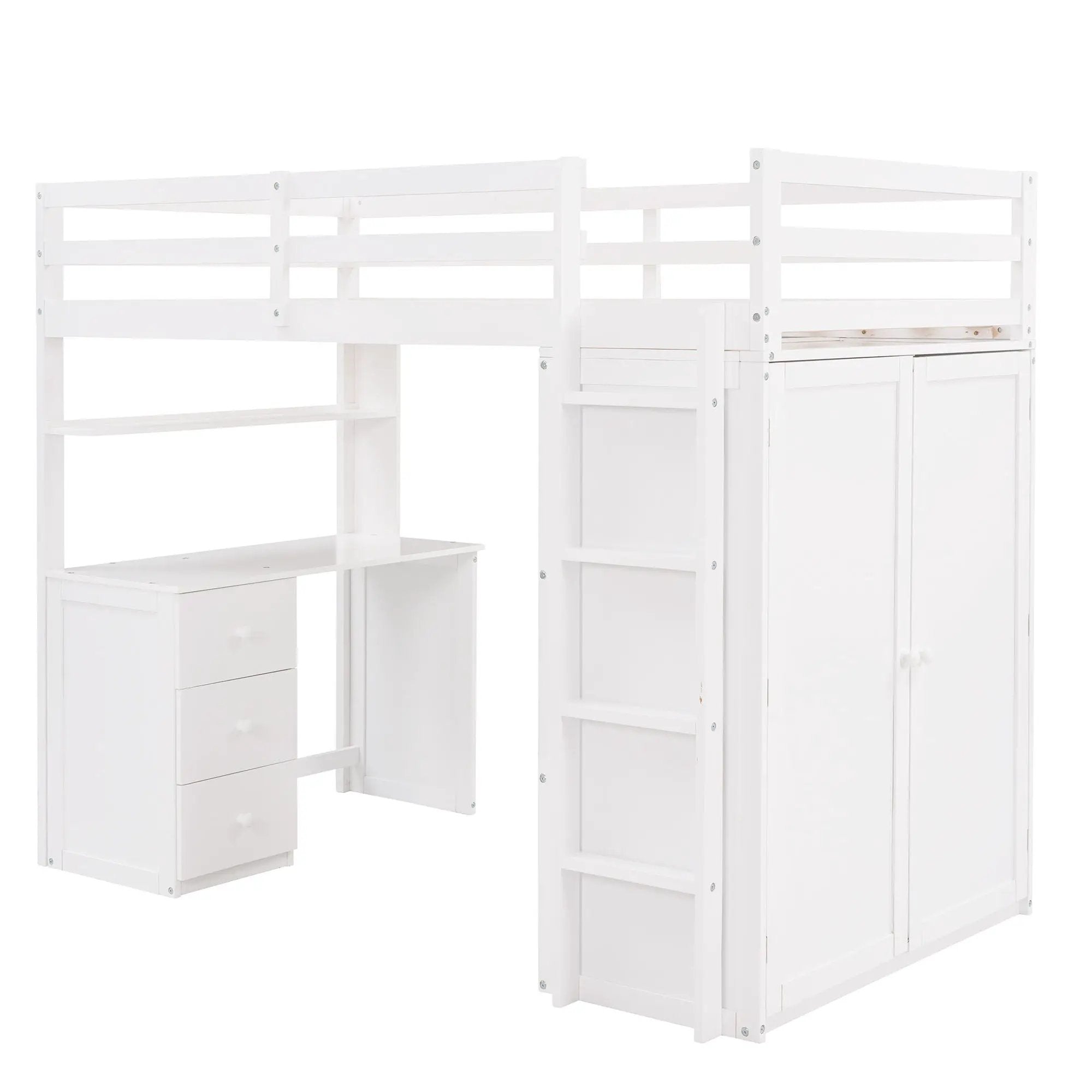 Loft Bed With Drawers, Desk, And Wardrobe by HouseOfZazla