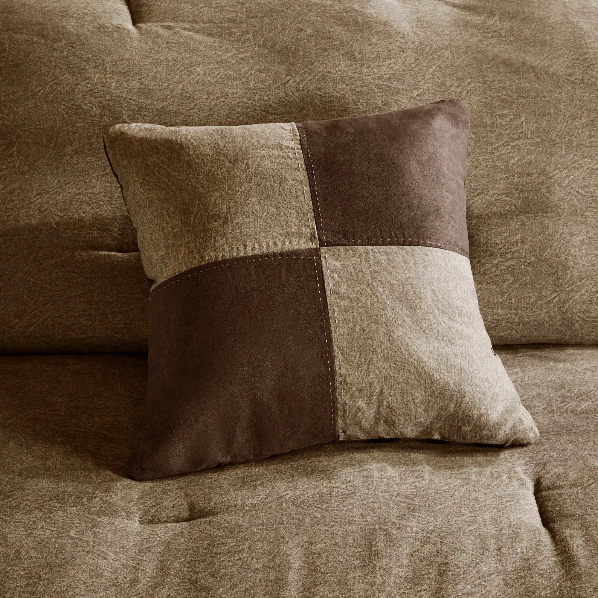 7 Piece Faux Suede Comforter Set Brown California King by HouseOfZazla