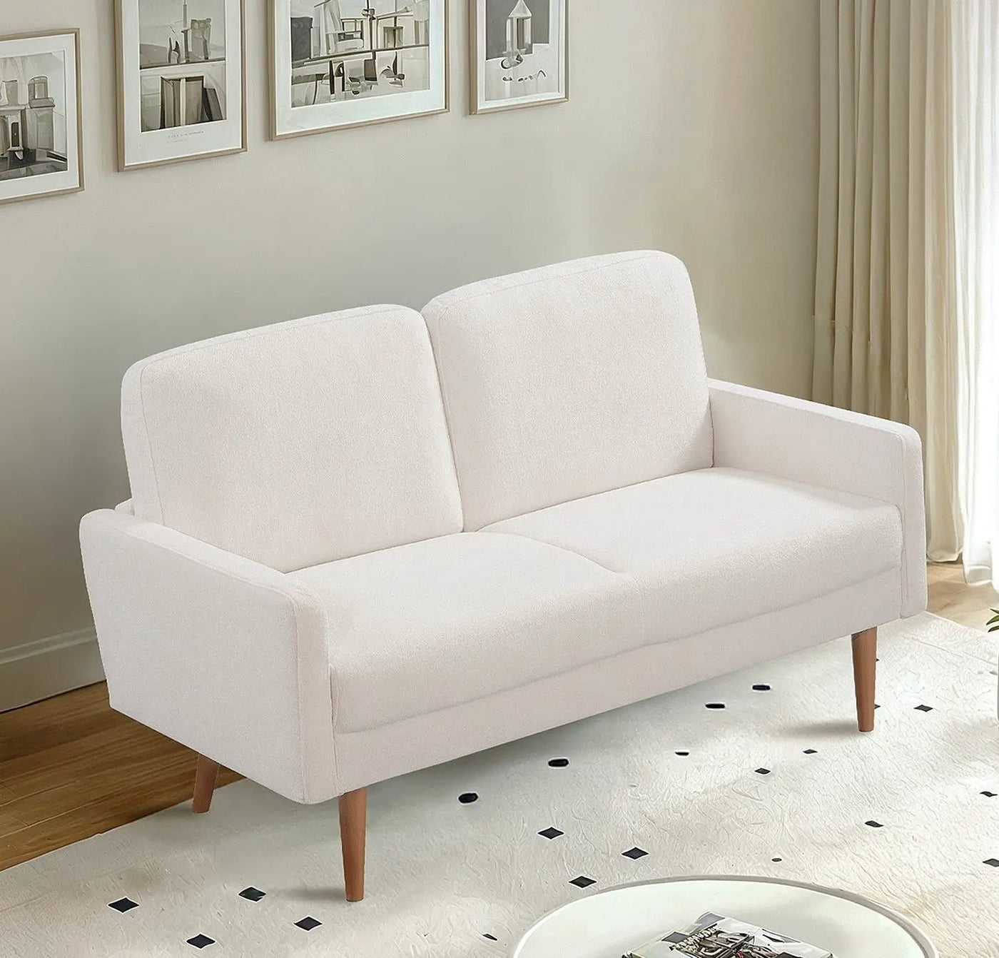 Loveseat Sofa, European Style With Sleek Design, Modern & Vintage Flair, Upholstered 2 Seater Couch by Unique Piece Furniture