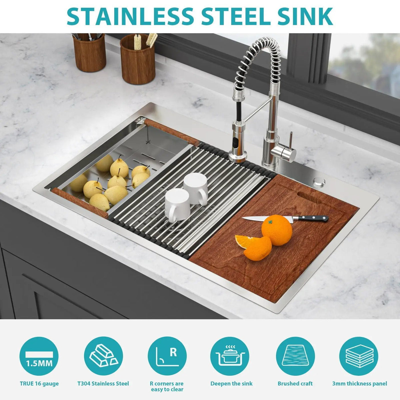Topmount Drop In Kitchen Sink With Double Bowl Design by HouseOfZazla