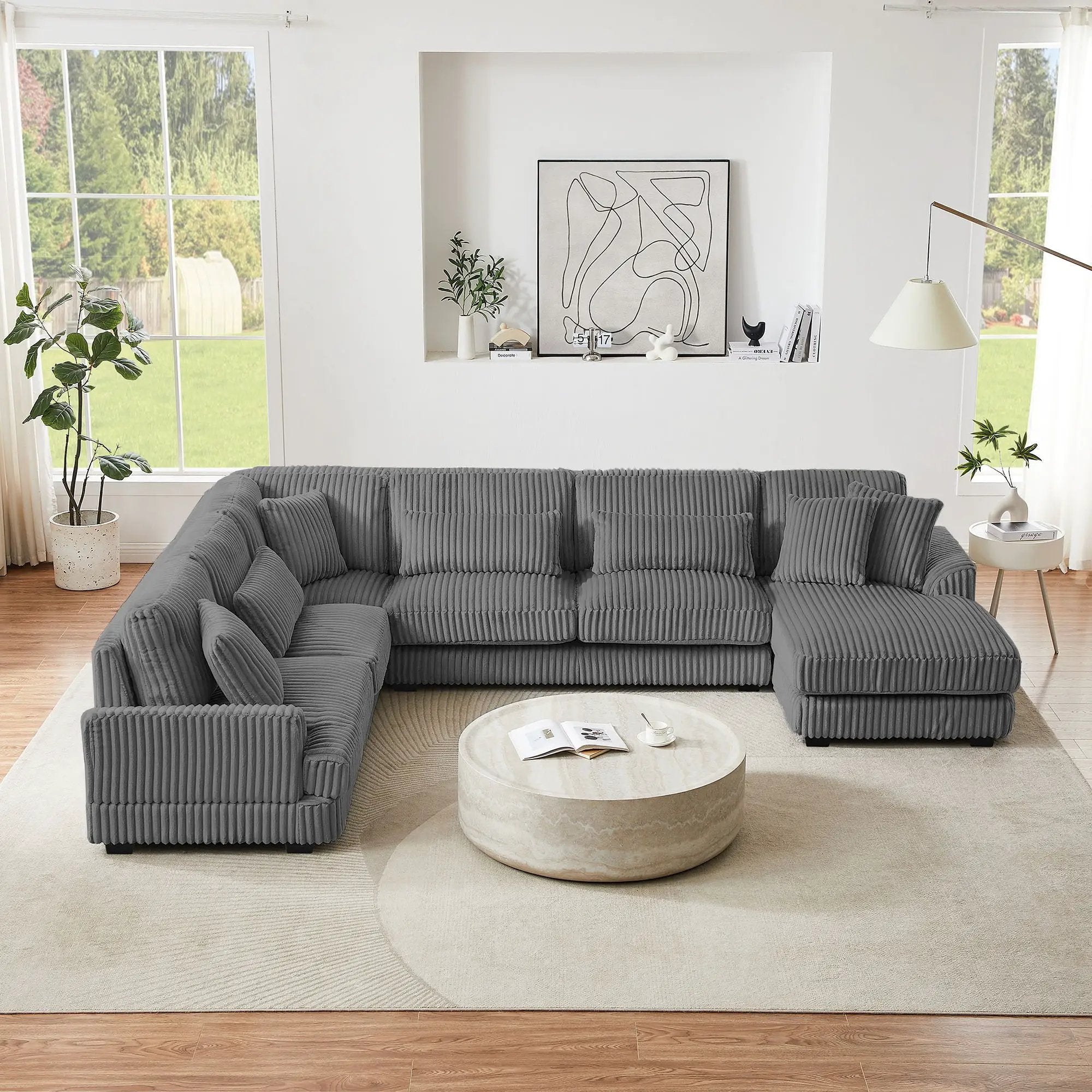 Oversized Sectional Sofa U - Shaped Sofa Couch Modern Sofa Upholstered In Soft With A Chaise Lounge For Living Room by HouseOfZazla