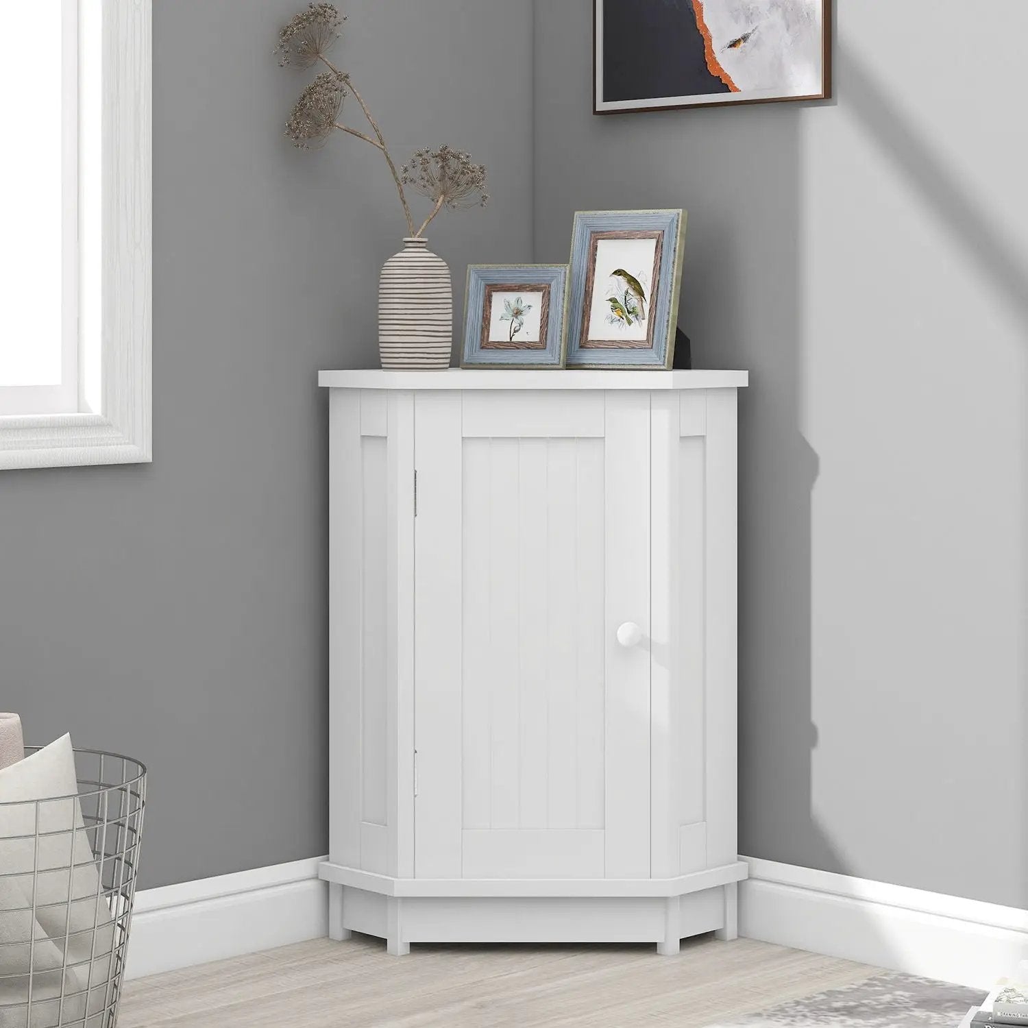 Bathroom Cabinet Triangle Corner Storage Cabinet With Adjustable Shelf Modern Style by Unique Piece Furniture