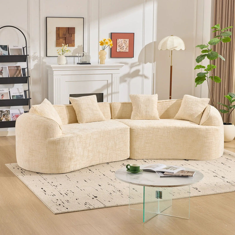 Curved Compressed Sofa, Nordic-Style Design For Living Room by Unique Piece Furniture