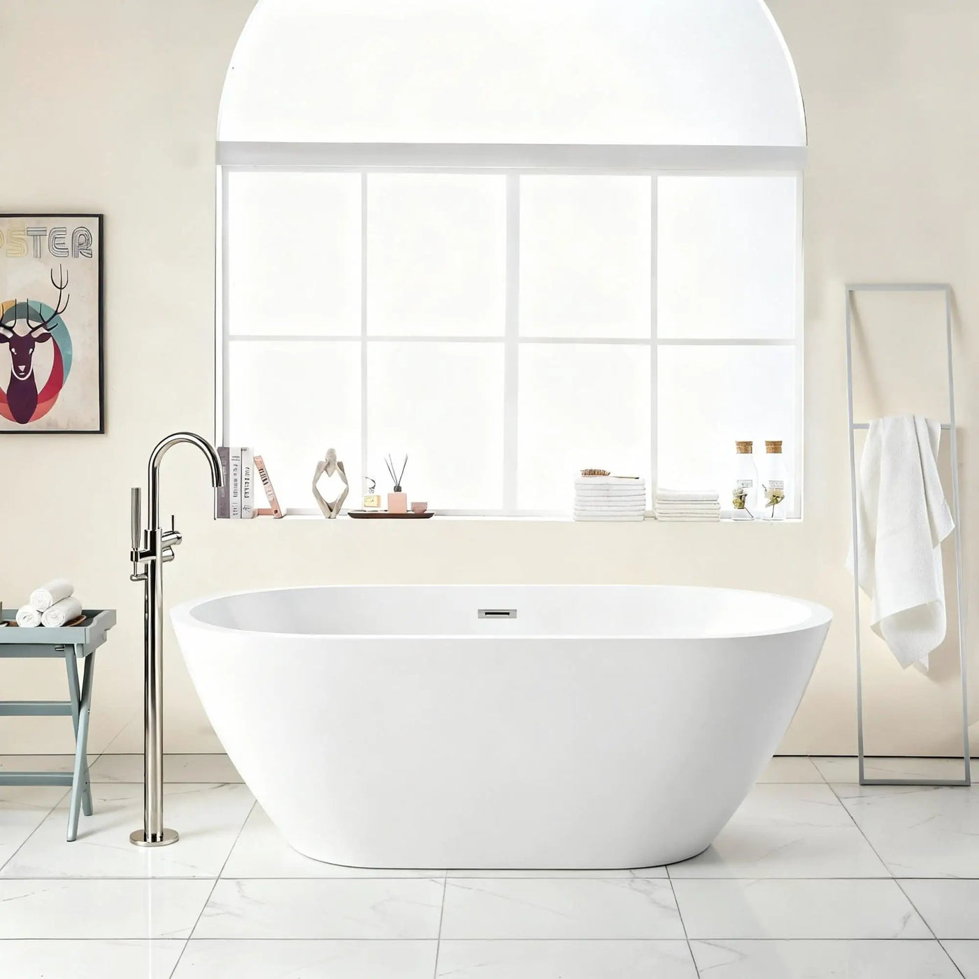 Elegant Oval Freestanding Bathtub, Overflow & Pop Up Drain by HouseOfZazla