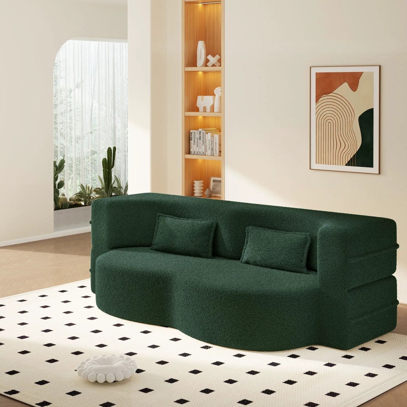 Modern Floor Sleeper Sofa Bed With 2 Pillows, Convertible Twin Size Folding Mattress For Living Room by HouseOfZazla