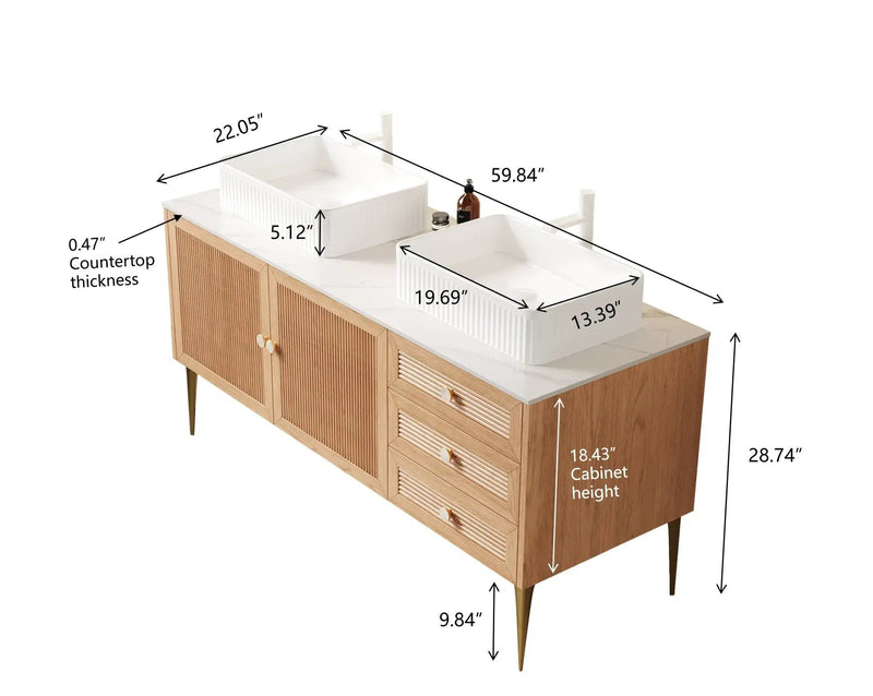 MUNIN 60" Bathroom Vanity with Sinks by HouseOfZazla