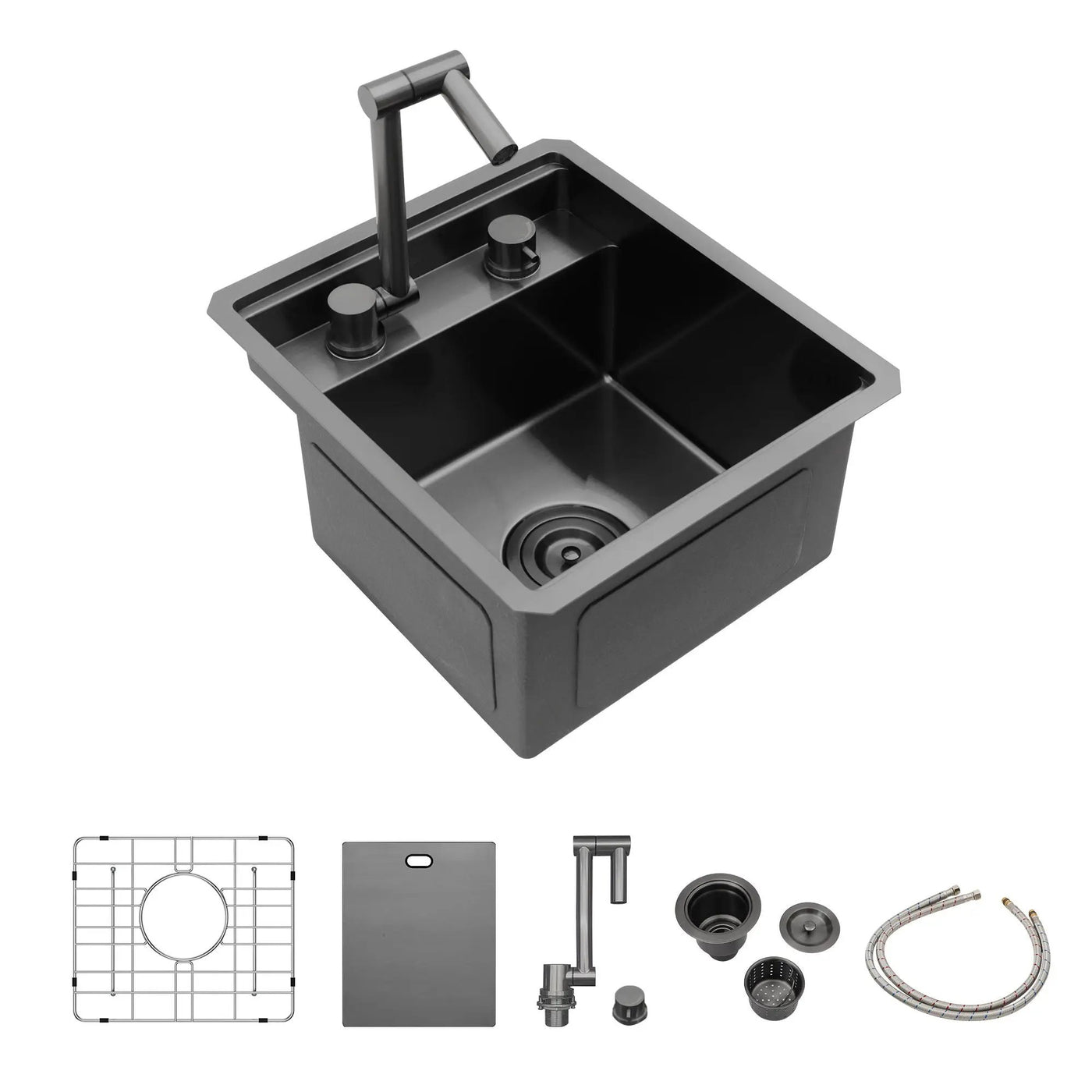 Modern Undermount Bar Sink With Folding Faucet by HouseOfZazla