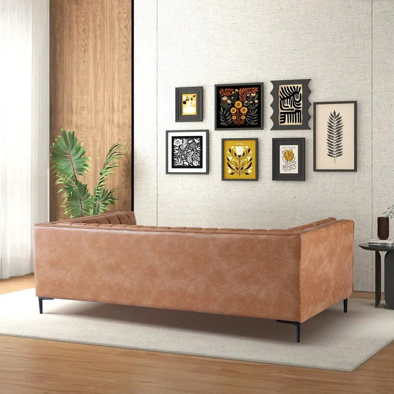 Angelina Cognac PU Leather Sofa by HouseOfZazla