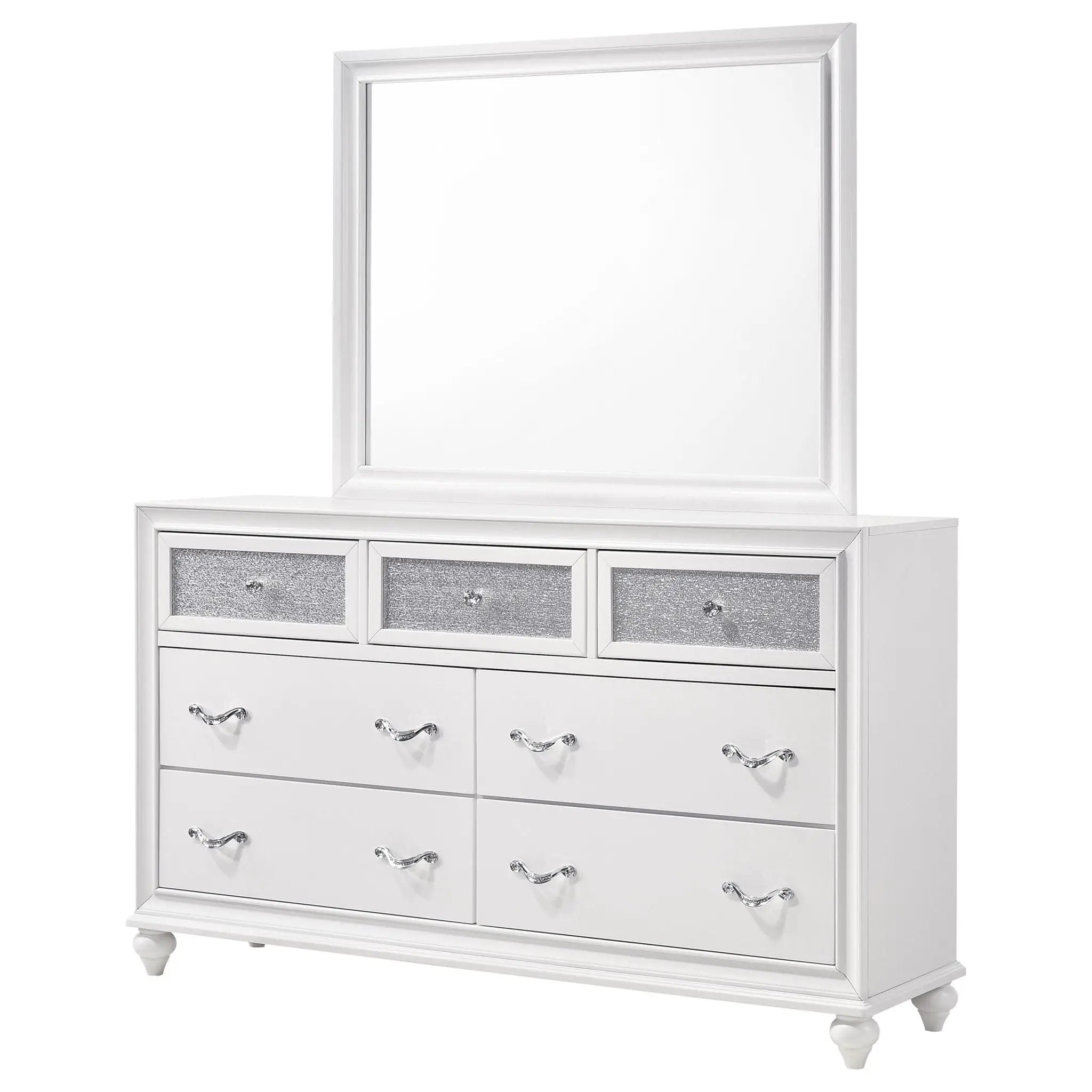 Barzini 7-drawer Dresser with Mirror White by Unique Piece Furniture
