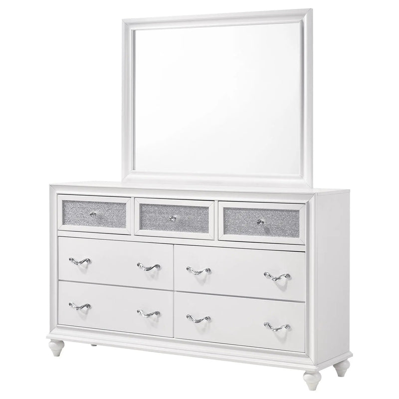 Barzini 7-drawer Dresser with Mirror White by Unique Piece Furniture