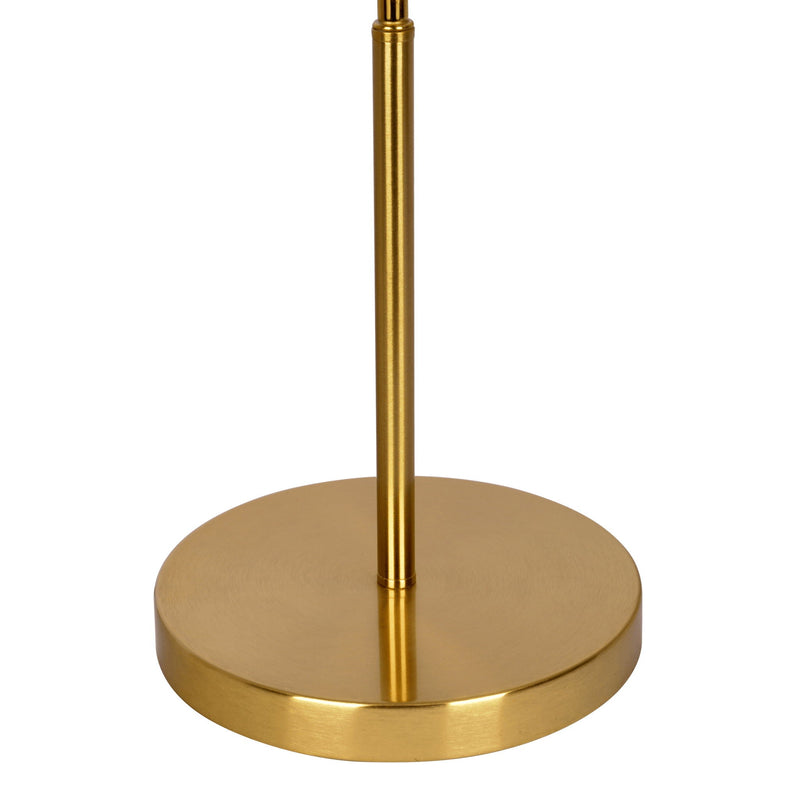 Ornate Ring Base Curved Table Lamp with Triangle Drum Shade - Gold / White, photo 2 of 8