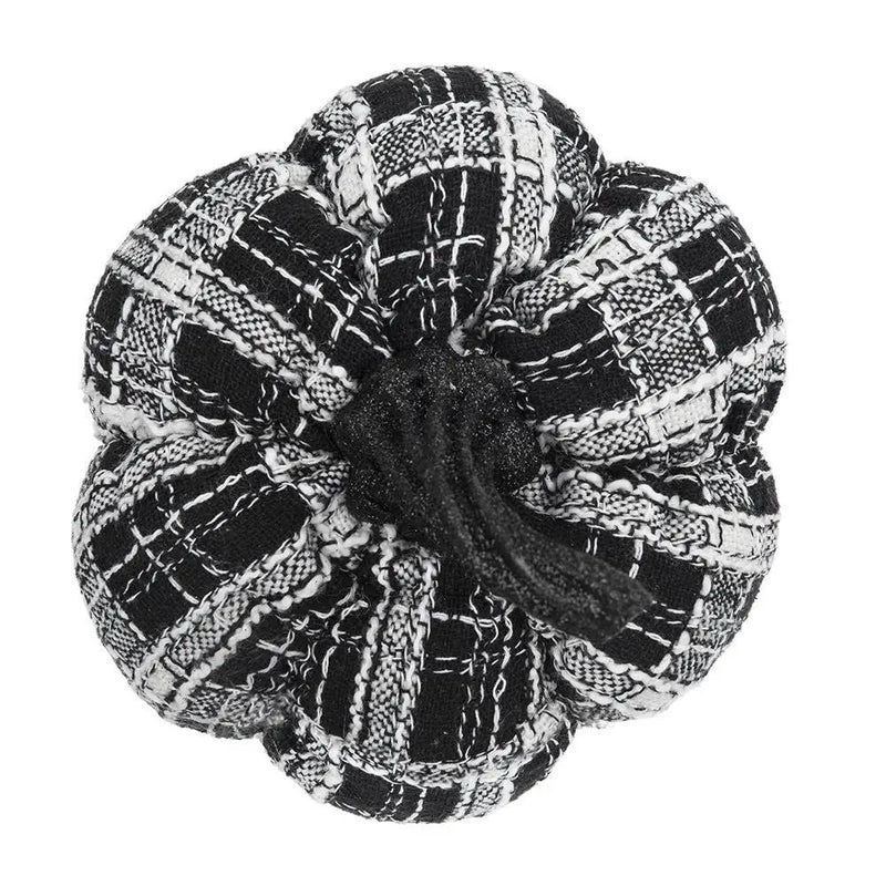Light Plaid Pumpkin, For Holiday Halloween Decor - Black / White by HouseOfZazla