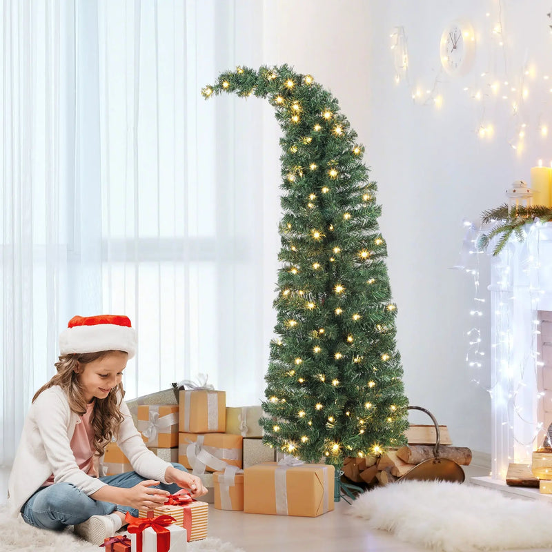 5 Ft Prelit Bent Top Christmas Tree with 300 LEDs and Metal Stand by HouseOfZazla