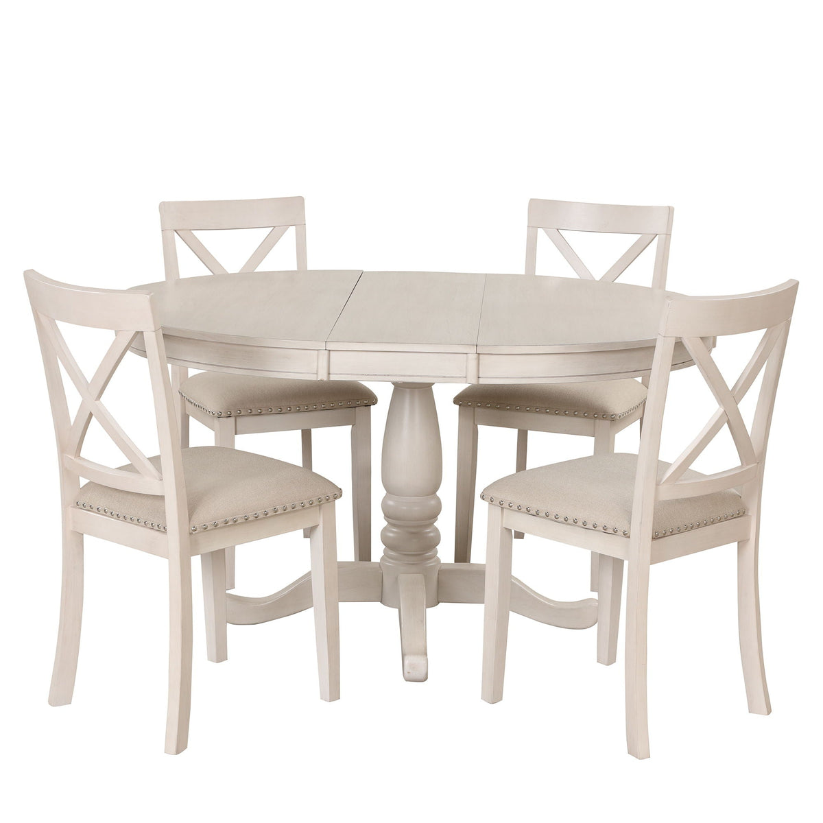 Modern Dining Table Set for 4 with Curved Back Chairs - Beige or Light Brown, photo 3 of 40