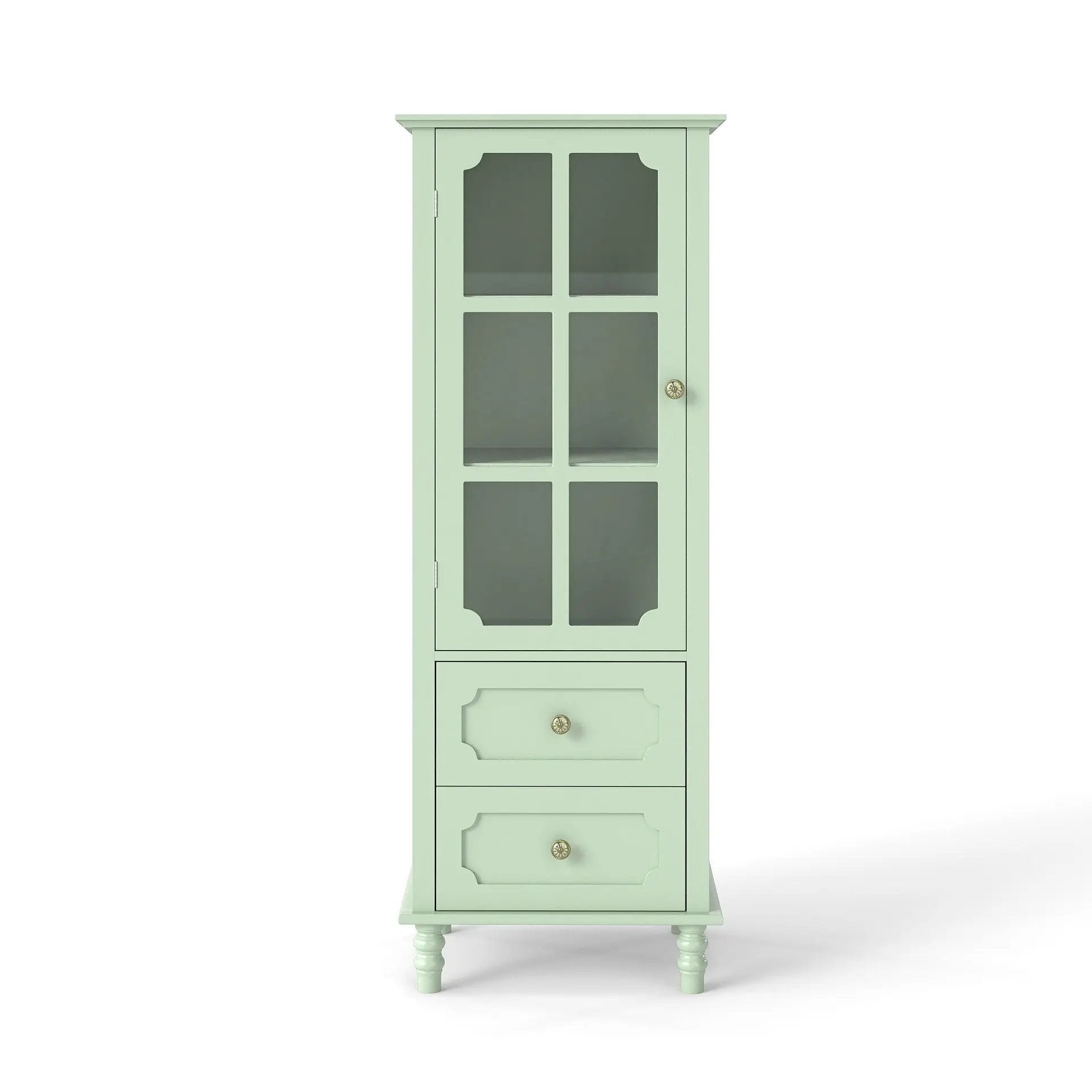 Minimalism Buffet Cabinet With Glass Doors And Double Drawer by HouseOfZazla