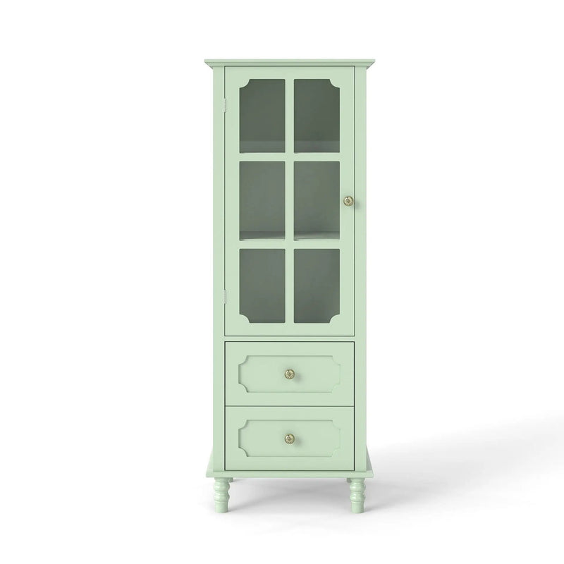 Minimalism Buffet Cabinet With Glass Doors And Double Drawer by HouseOfZazla