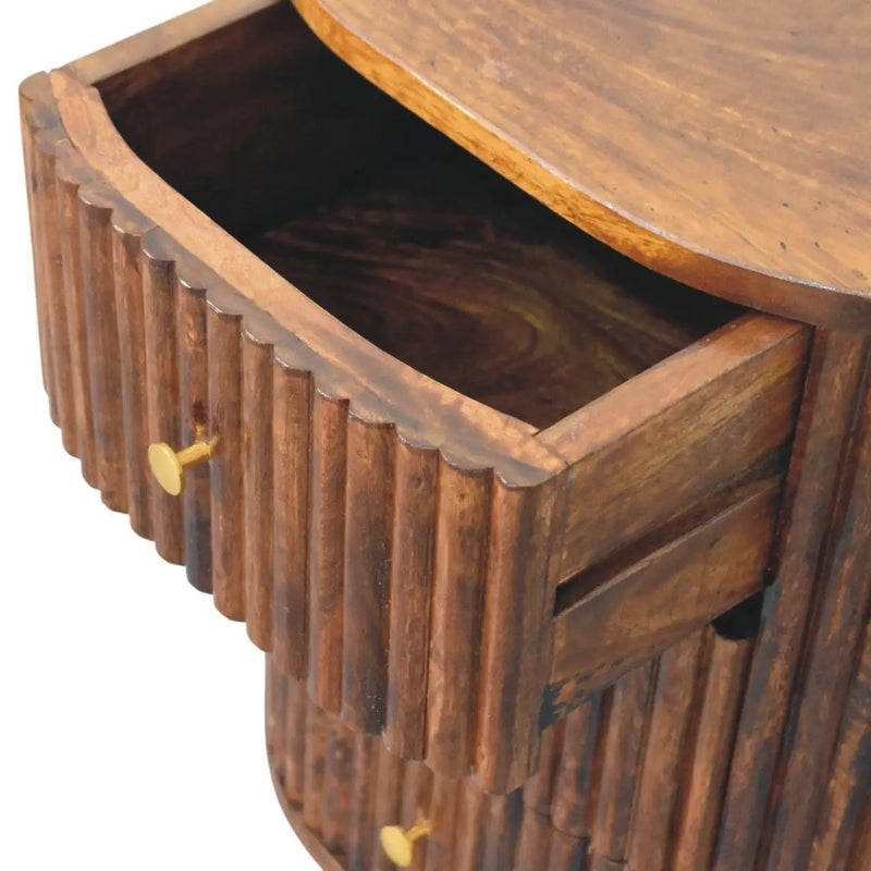 Solid Wood Curved Fluted Bedside Chest by HouseOfZazla