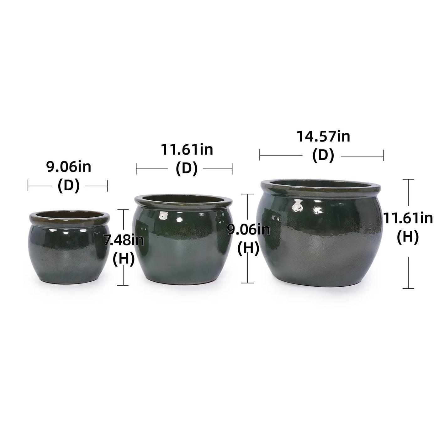 3 Pieces Ceramic Flowerpot Planter for Patio, Garden or Windowsills by HouseOfZazla