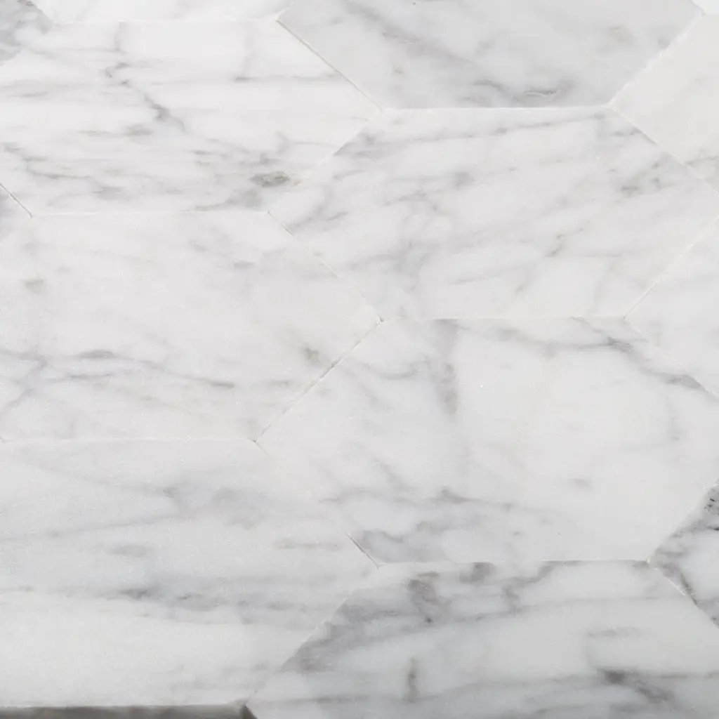 Carrara White 9x10 Hexagon Honed Marble Peel & Stick Tile (10 pack, 6.41 sq ft/case) by Apollo Tile