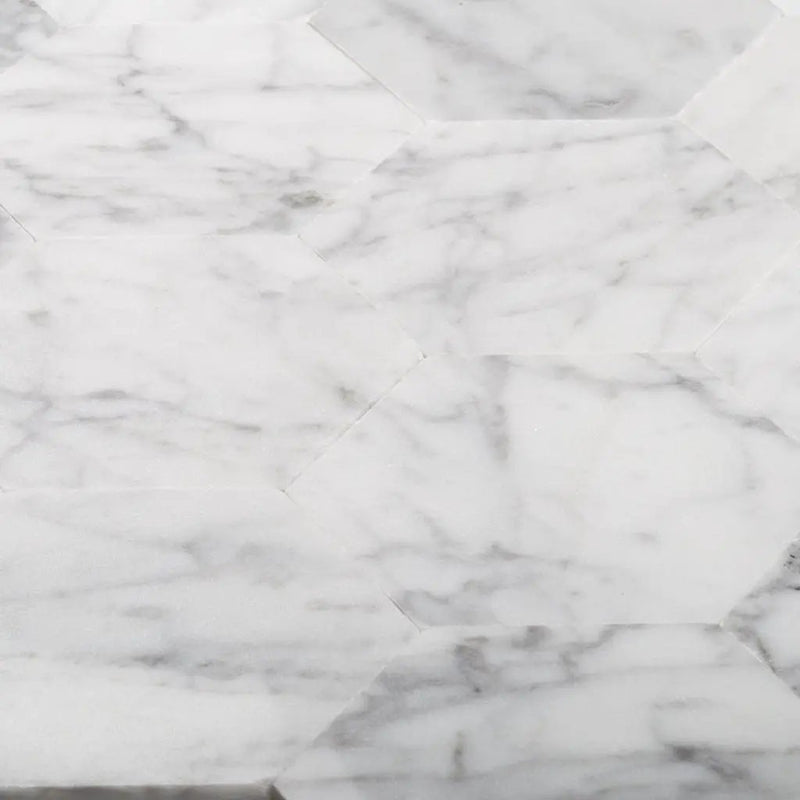 Carrara White 9x10 Hexagon Honed Marble Peel & Stick Tile (10 pack, 6.41 sq ft/case) by Apollo Tile