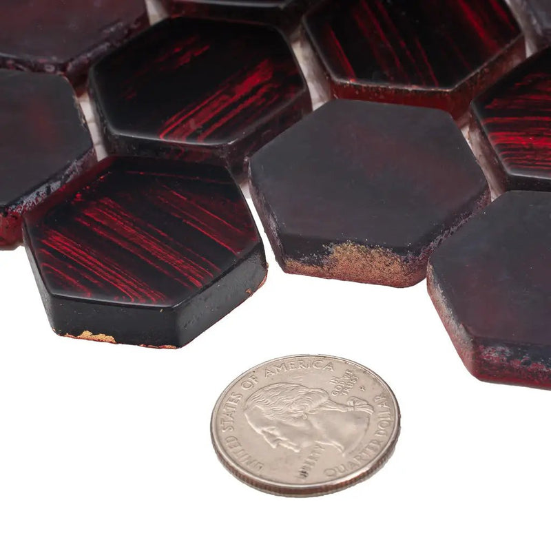 Berry Red 11x11 Glossy Matte Hexagon Glass Mosaic Tile (5 pack, 4.43 sq ft/case) by Apollo Tile