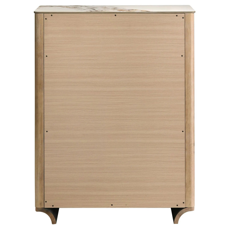 Leanne 5-drawer Sinter Stone Top Chest of Drawers Light Oak by Unique Piece Furniture
