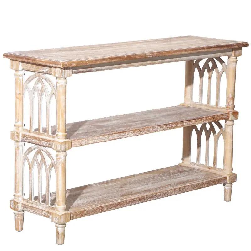 Rustic 3-Tier Console Table with Gothic-Inspired Details by HouseOfZazla