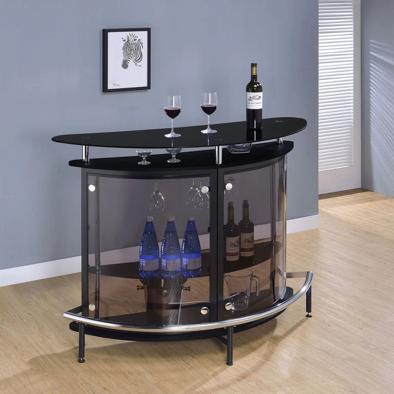 Amarillo Freestanding Glass Top Home Bar Wine Cabinet Black by Unique Piece Furniture