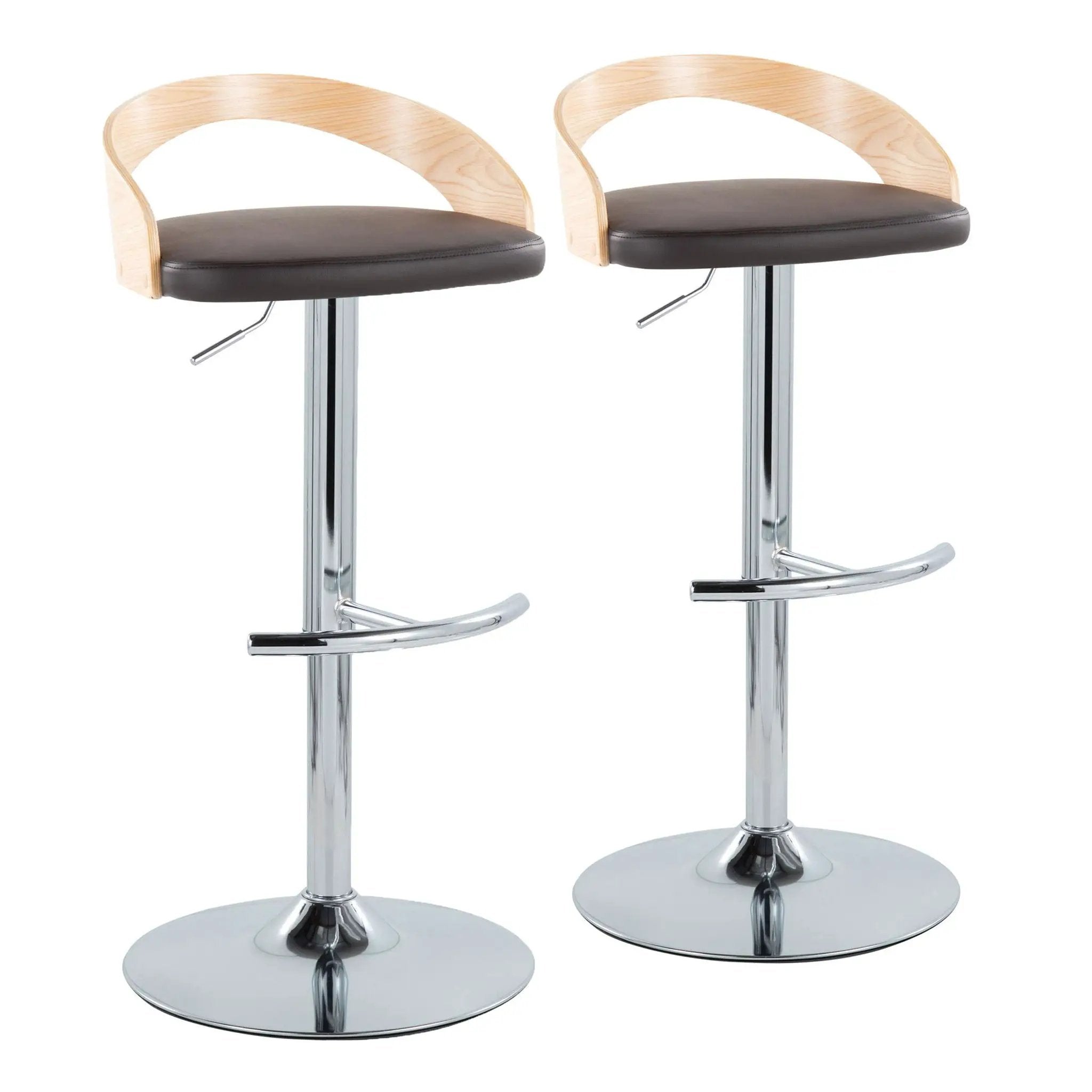 Grotto - Contemporary Adjustable Barstool, Swivel With Rounded T Footrest (Set of 2) by Unique Piece Furniture