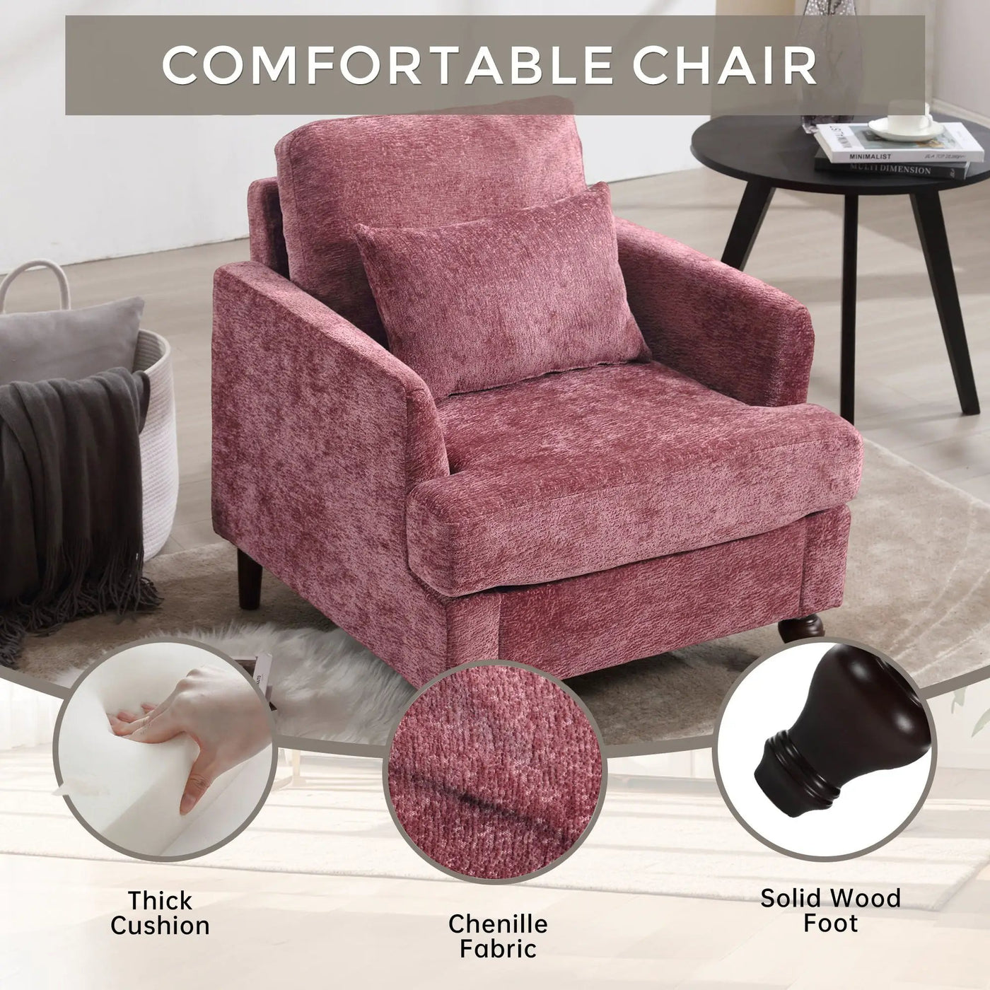 Modern Mid Century Wood Frame Armchair With Tufted Design by HouseOfZazla