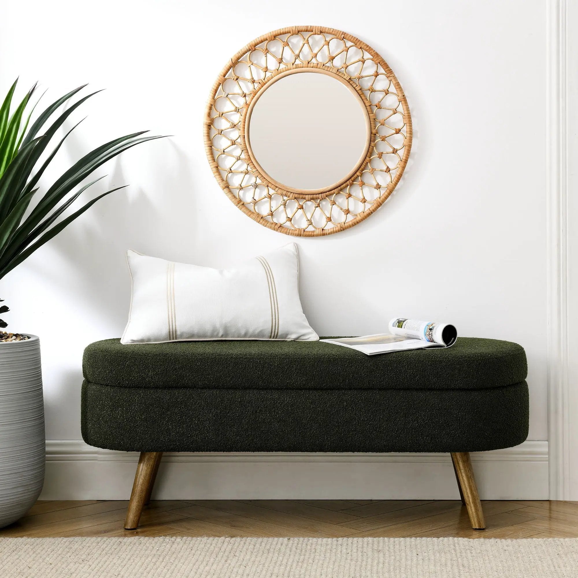 Ottoman Oval Storage Bench With Rubber Wood Legs by Unique Piece Furniture