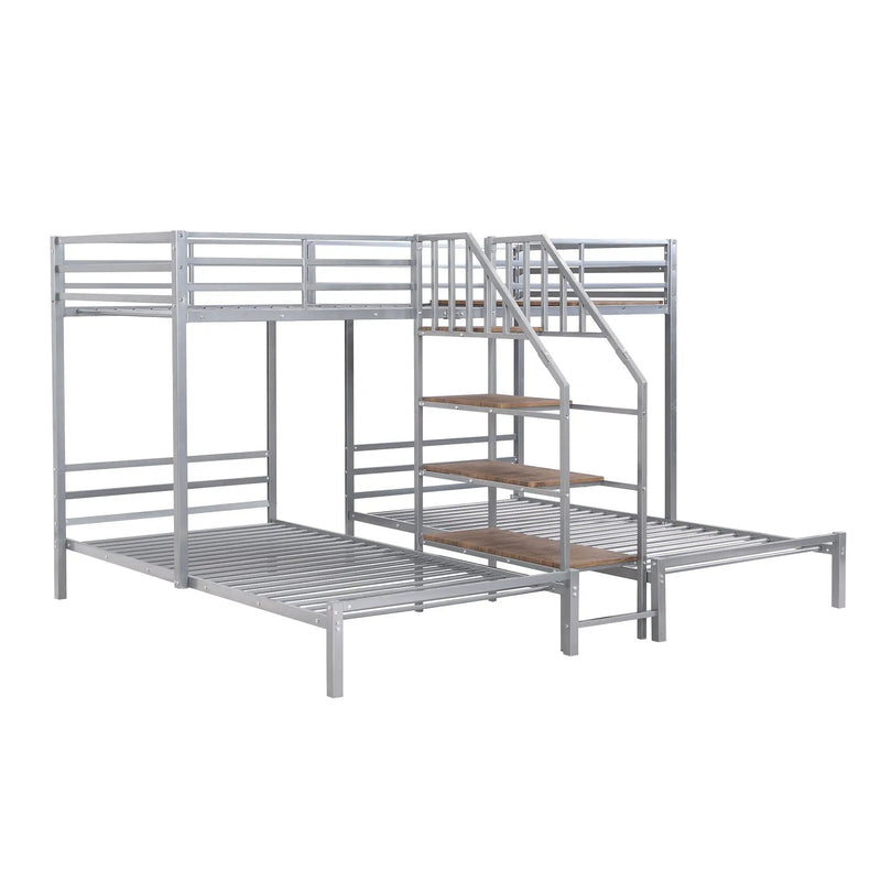 Metal Bunk Bed With Storage Shelves Staircase by Unique Piece Furniture