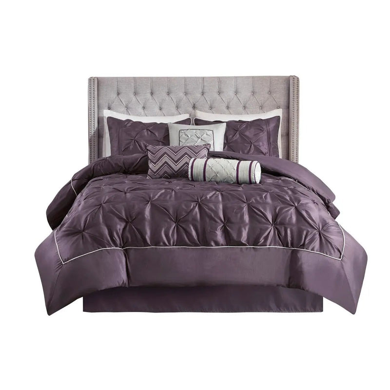 7 Piece Tufted Comforter Set Plum Full by HouseOfZazla