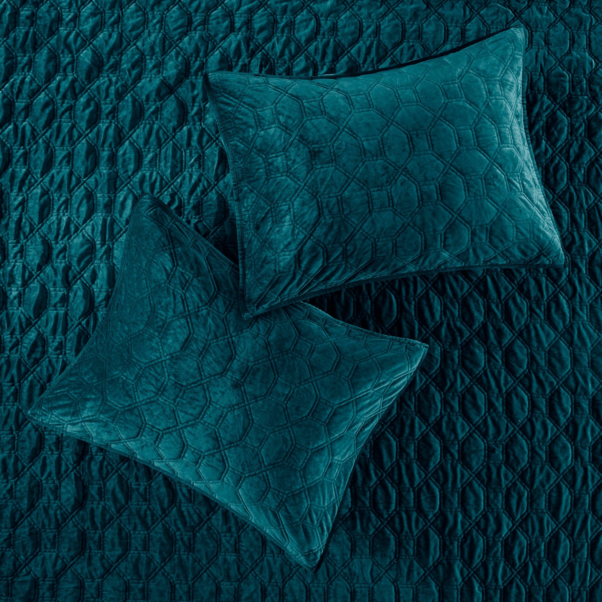 3 Piece Velvet Quilt Set Teal Full/Queen by HouseOfZazla