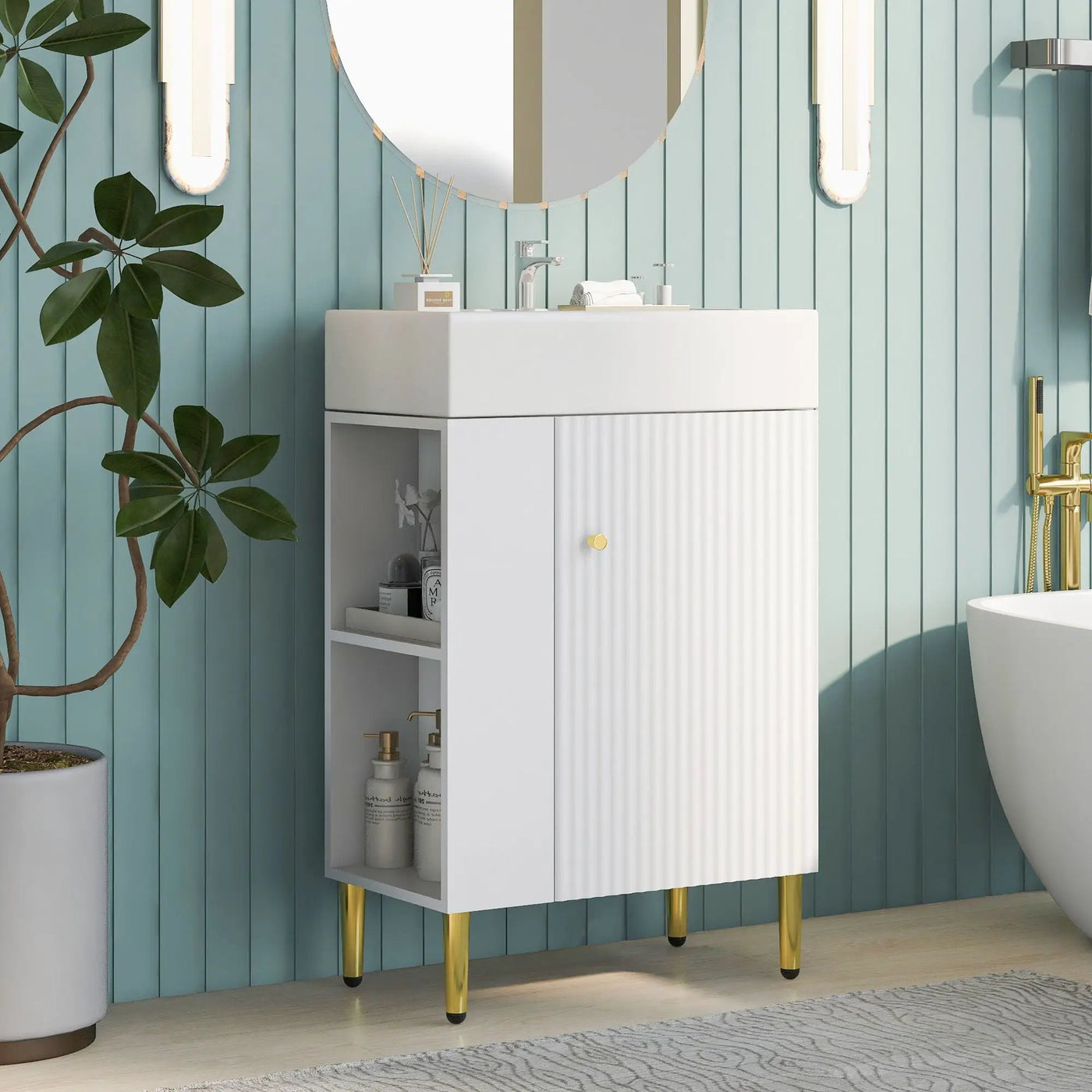 Bathroom Vanity, Combo Cabinet, Bathroom Storage Cabinet, Single Ceramic Sink by HouseOfZazla