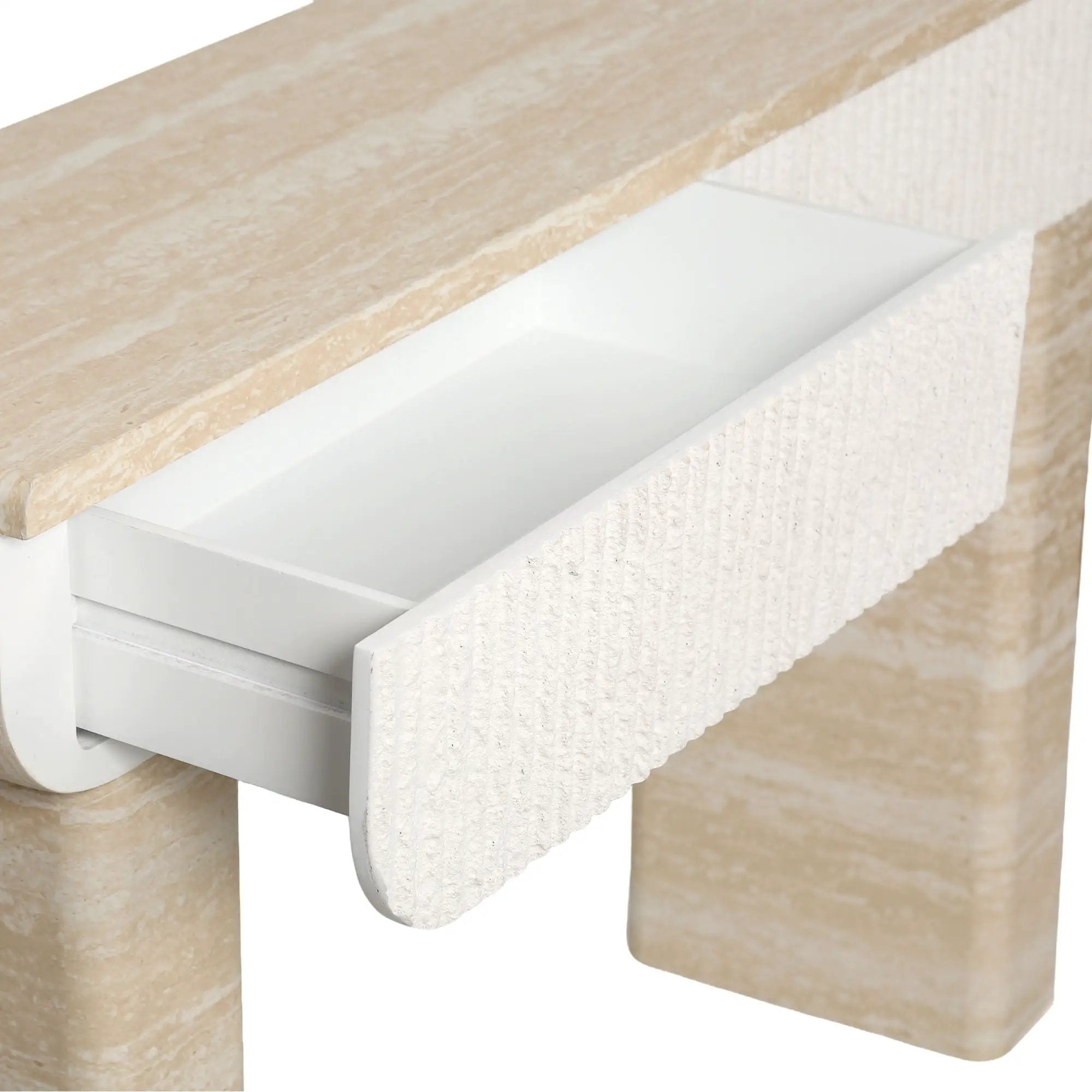 Entryway Table With 2 Hidden Handle Drawers For Entrance - Beige / Yellow by HouseOfZazla