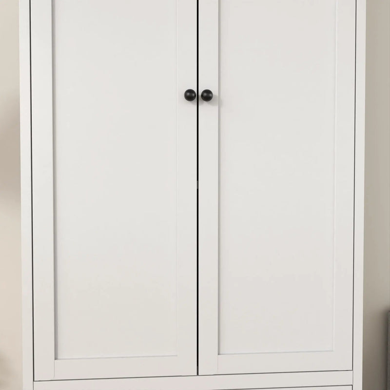 Pantry Cabinet With 2 Drawers, Freestanding Kitchen Storage Cabinet With Adjustable Shelves, Heavy-Duty Organizer For Spices, Dishware, Small Appliances - White by HouseOfZazla